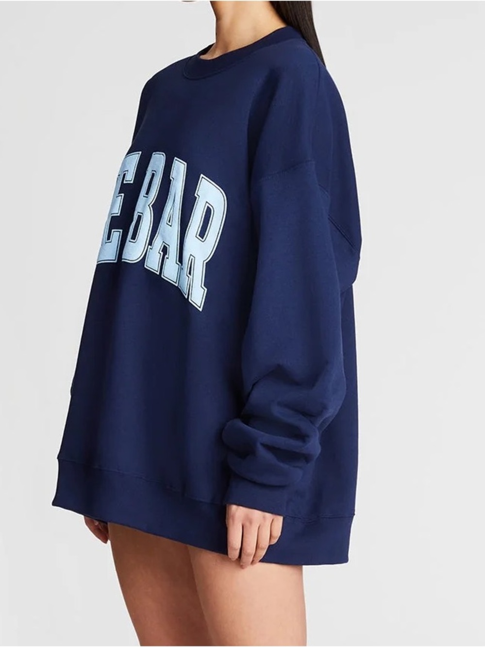 NWT THE BAR XXXL 3XL Oversized Crewneck Sweatshirt Navy Blue Baby Blue Sweater - Picture 3 of 12